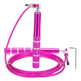 PATIKIL Jump Rope for Fitness, Speed Skipping Rope Workout Jumping Rope Ball Bearing Swivel Aluminium Alloy Handle with Wrench for Aerobic Exercise, Pink