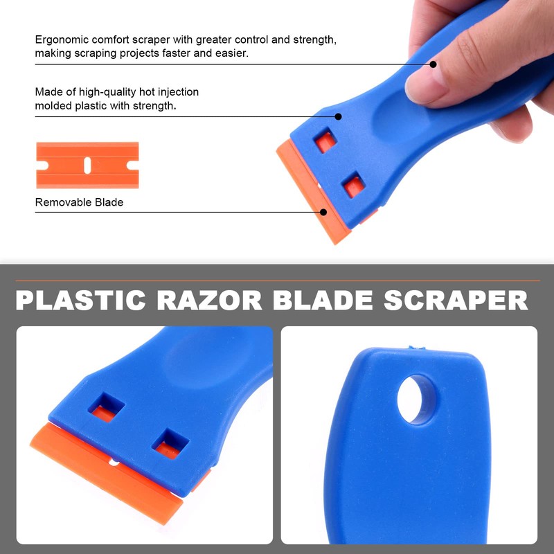 Tanstic 36Pcs Non-Marring Plastic Chisel Scraper, Plastic Razor Blade Scraper