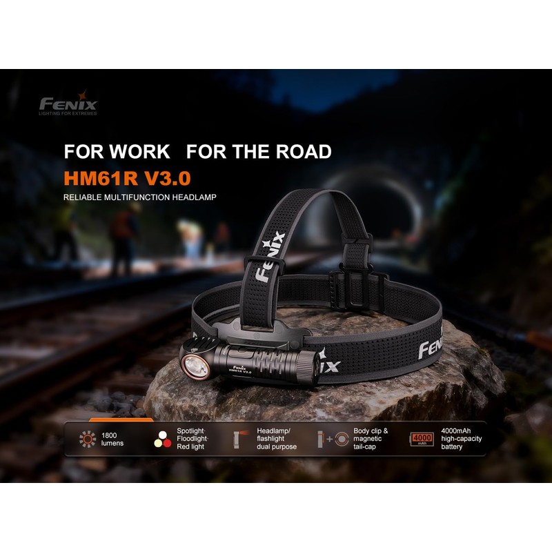 Fenix HM61R V3.0 Headlight 1800 Lumens USB-C Fast Charge Spot