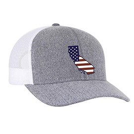Heritage Pride Grey Heather and White American Flag Embroidered State Pride Hats-California