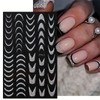 Holographic French Line Nail Art Stickers, 8 Sheets Silver Matte