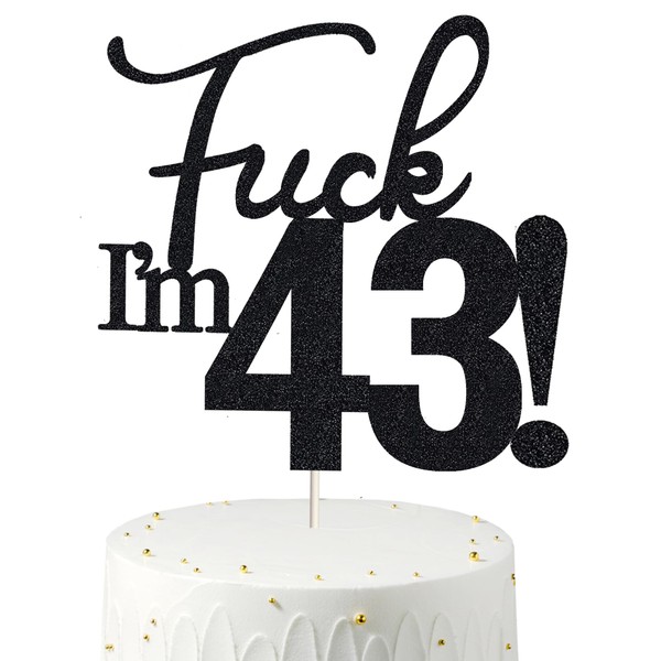 43 decoraciones para tartas, 43 decoraciones para tartas de cumpleaños, purpurina negra, divertida decoración para tartas 43 para hombres, 43 decoraciones para tartas para mujeres, 43 cumpleaños, 43 cumpleaños