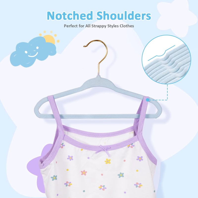 Tonswachic 30-Pack 11 Inch Baby Closet Hangers with 10 Clips