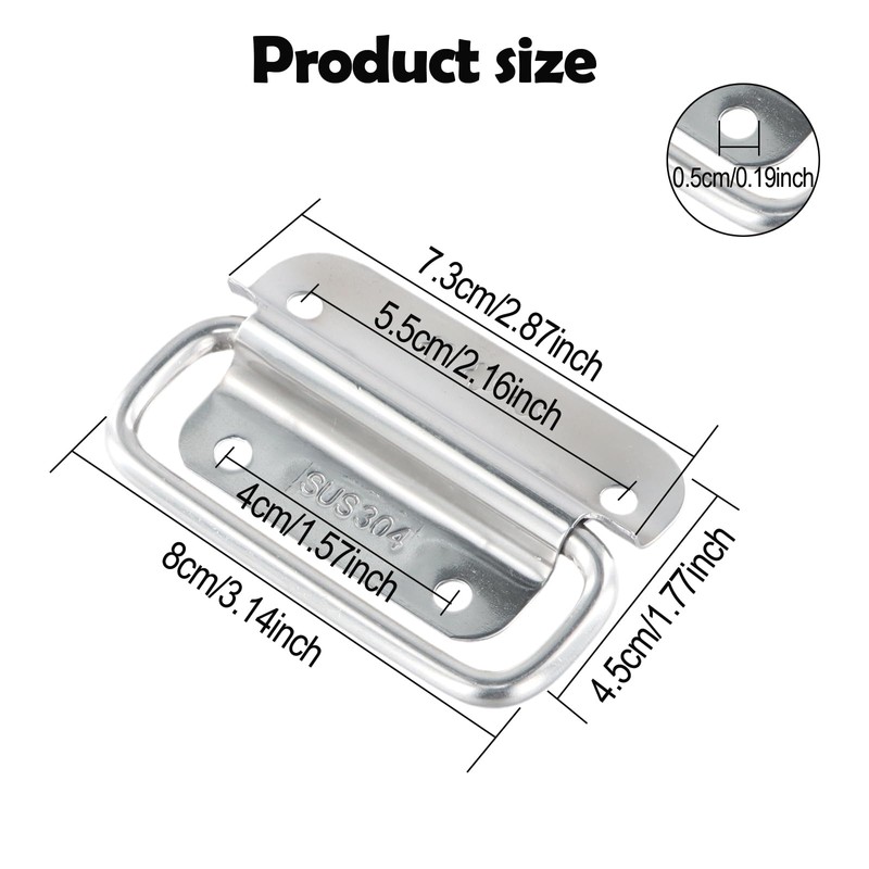 volumoon 2Pcs Metal Folding Handle, Chest Box Handles, Stainless Steel
