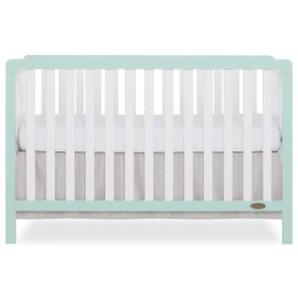 Dream On Me Ridgefield 5-in-1 Convertible Full-Size Baby Crib in Mint & White, GreenGuard Gold & JPMA, 4 Mattress Heights, Converts to Toddler, Day & Full-Size Bed, Solid Wood Design