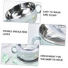 COLLBATH Stainless Steel Bowl Double Layer Insulated Rice Bowl Handle
