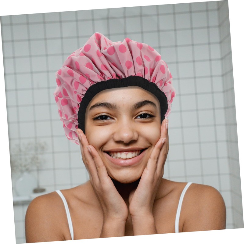 SAFIGLE 2Pcs Shower Cap Three Layers Hair Protection Bonnet Quick