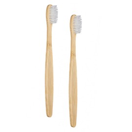 SEVENHEAD 2 PCS Bamboo Toothbrushes for Adults - Soft Bristles, Natural Biodegradable, BPA Free, Eco-Friendly, White