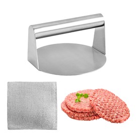 ZBHDEYG 1 burger press, 1 wire cloth, round burger press, tortilla press made of stainless steel, kitchen utensils