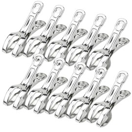I'm so happy Clothespins Stainless Steel Strong Large Medium Rod Pinch Heavy Duty Windproof Futon Clothesline Clothespins (10 pcs Large)
