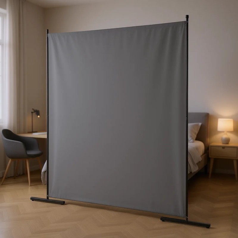 Single Panel 6FT Iron Freestanding Multi-Functional Privacy Screen Grey Indoor