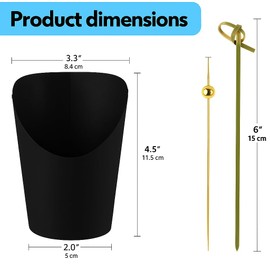 Alaskan Decor Charcuterie Cups, 12oz 50 pcs disposable paper, bamboo skewers, honey toothpick sticks, plastic bags with ties. Charcuterie board accessories. For Snack Desserts Fries Weddings Birthdays