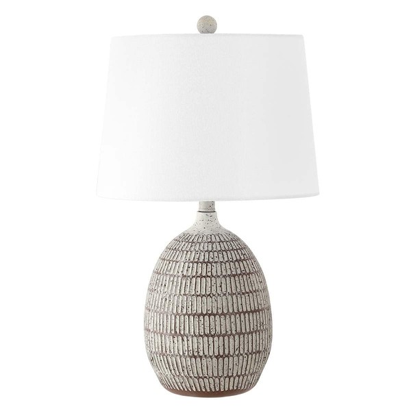 SAFAVIEH Lighting Collection Dewlen Brown/White 24-inch Table Lamp (LED Bulb