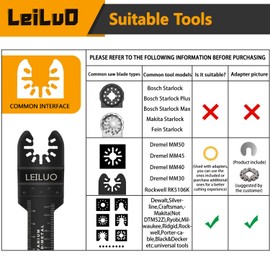 LEILUO 15 Pcs Titanium Oscillating Saw Blades Metal Cutting, Universal Multitool Blades for Metal Nails Hard Material and Wood Plastic, Multi Tool Blades Kits Fit Dewalt Bosch Milwaukee Ryobi