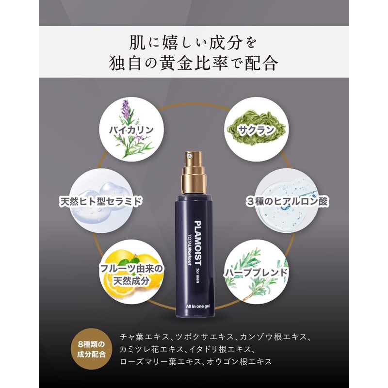 プラモイスト For Men トータルワークアウト監修 オールインワンジェル 60g 男性用 スキンケア 保湿 アフターシェーブ
