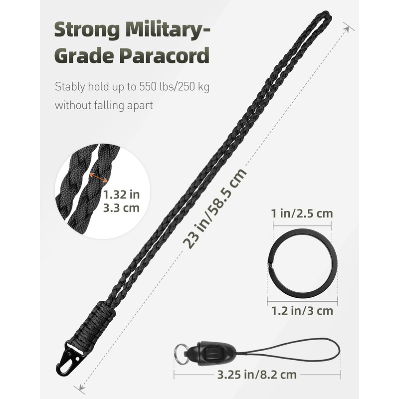 Uniclife Paracord Lanyard with Carabiner Lanyard & Key Ring Band
