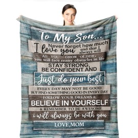 Wisegem Son Gifts from Mom - to My Son Blanket 60"x50" - Gifts for Grown Son from Mother - Gifts for Son - Son Gifts from Mother for Birthday - Graduation Valentine Birthday Gift Ideas