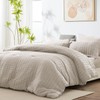 CozyLux Queen Seersucker Comforter Set with Sheets Beige Bed in