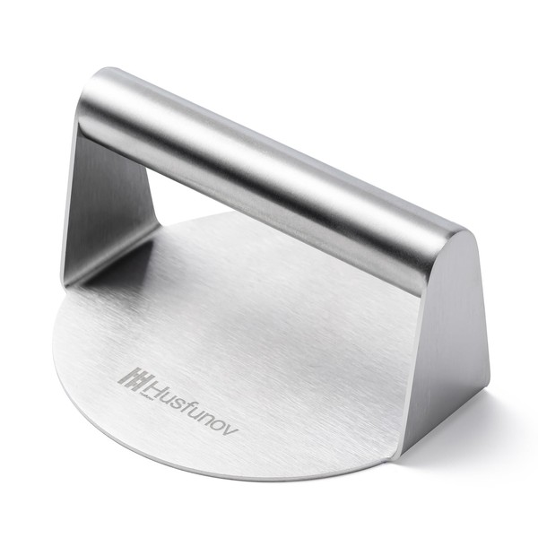 Husfunov Husfunov Stainless Steel Burger Press, 5.5 Inch Round Smasher,Non-Stick