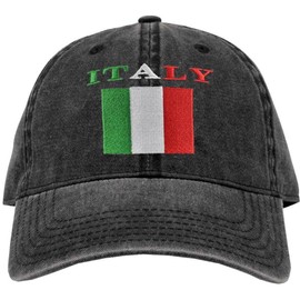 Army Universe Italy Flag Embroidered Adjustable Dad Hat Italian Flag Unisex Baseball Cap with Buckle Closure, Black