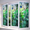 Privacy Window Film Stained Glass Window Blue Green Wave Decorative