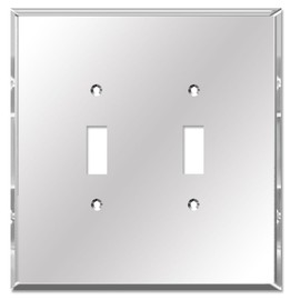 Art Plates - OVERSIZED Mirror Switch Plate - 2 Gang Oversize Toggle Acrylic Mirrored Light Switch Plate Cover - 5.25" x 5.25" - Two Gang Jumbo Reflective Wall Plate