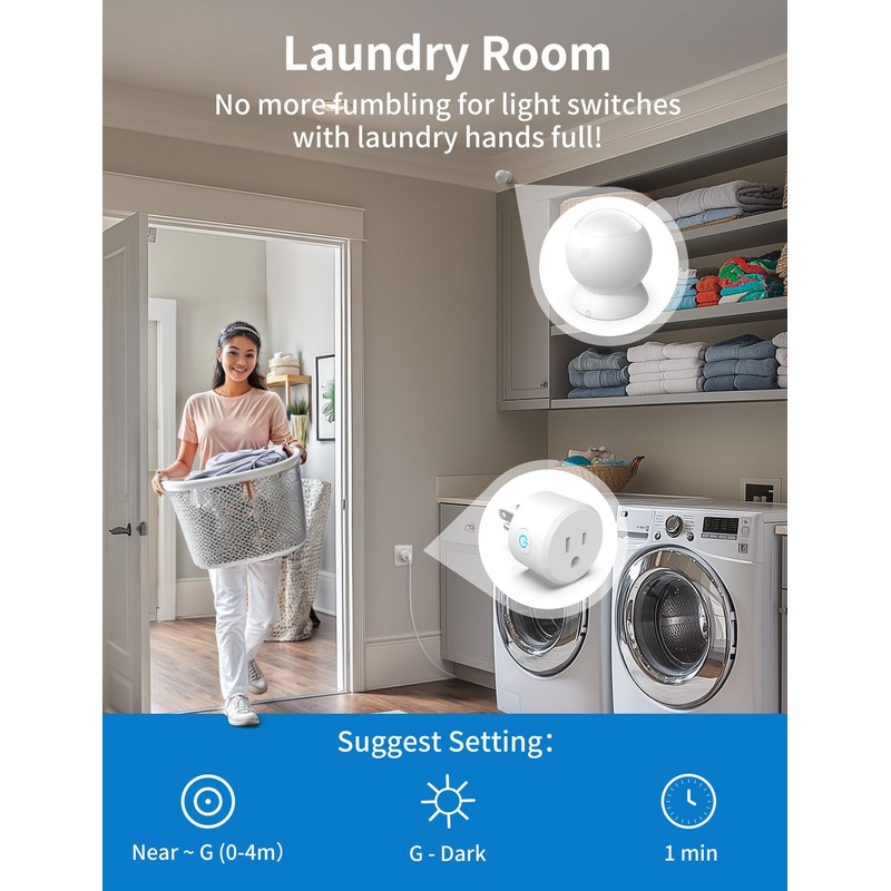Wireless Motion Sensor Outlet with Timer, Plug-N-Play PIR Motion Activated