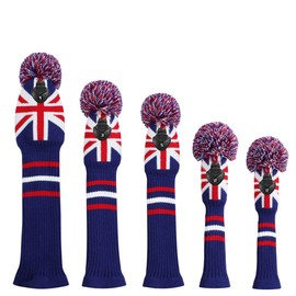 Scott Edward Knitting Golf Club Headcovers, Set of 5 Golf Club Headgear Driver Wood 1 Fairway Wood 2 and Hybrid Wood 2 with Rotating Club Number Tags