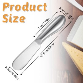 LIQWEI 3 Stück Edelstahl Buttermesser, Käsemesser Klein Brotzeitmesser Kleine Dessertmesser Marmelade Messer Tafelmesser Set für Butter Käse und Gebäckherstellung (13,5 x 2,5cm)
