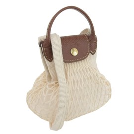 Longchamp 10139 HVH Le Pliage Fillet (ECRU/White) Women's Handbag, 2-Way Shoulder Bag, XS Crossbody Mesh Bag