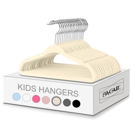 BAGAIL 50 Pack Kids Velvet Hangers 14 Inches Children's Clothes Hangers Non-Slip Baby Hangers for Infant/Toddler (Ivory)