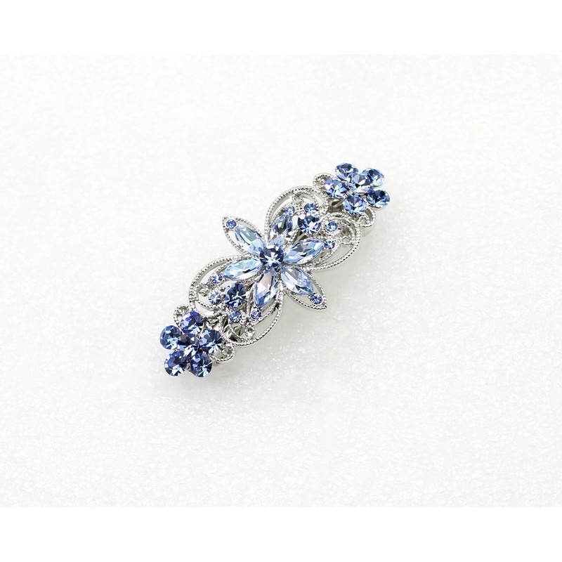 Faship Gorgeous Light Blue Rhinestone Crystal Flora Hair Barrette Clip