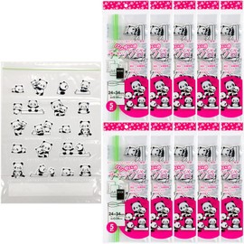 Core Zipper Bag, Panda Pattern, Height 1.3 x Width 9.4 x Thickness 0.01 inches (34 x 24 x 0.04 mm), A4 Size, Catalog, Notebook, Magazine, Documents, Small Storage, Organization, Plastic Bag, Pack of 5