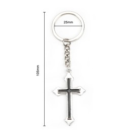 OBEISN Elegant Keyring with Classic Cross Design, as a Gift for Women, Ideal Small Gift for Birthday or Friendship Gift for Girlfriend, silver