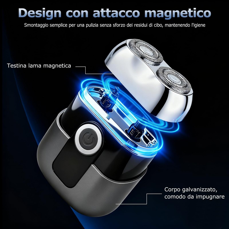 Mini Rasoio Elettrico Barba Uomo - Rasoio da Viaggio Portatile