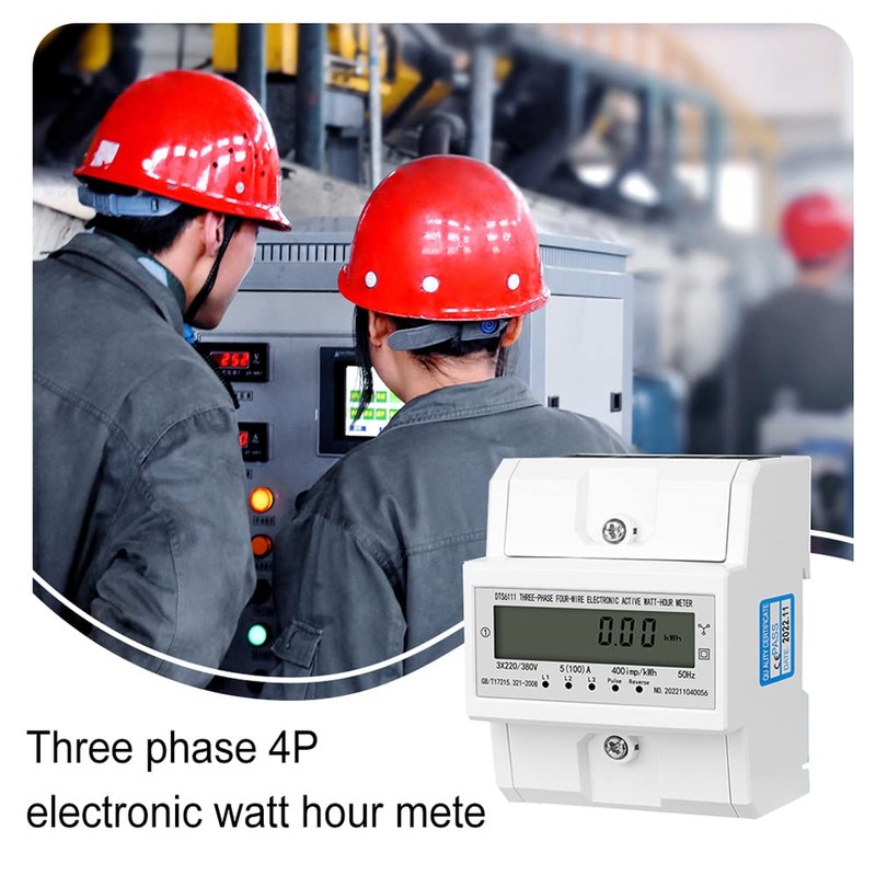 HEYOUTH Electricity Meter DIN Rail 3 Phase 4-Wire KWh Meter,