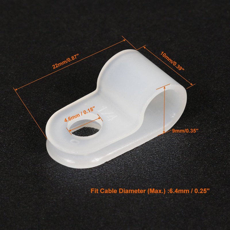 sourcing map Nylon R-type cable clamps, cable clamps, fits wire