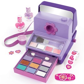 Make It Real: Instant Glam Cosmetic Case - 23pcs, Camera Shaped Makeup Case, Eyes-Lips-Face-Nails, Stickers to Decorate, Girls & Kids Ages 8+