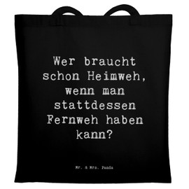 Mr. & Mrs. Panda Tragetasche Spruch Heimweh oder Fernweh - Geschenk, Abenteuerlust, Motivation, Emotionen, Zitat, Nostalgie, Inspiration, Trost,
