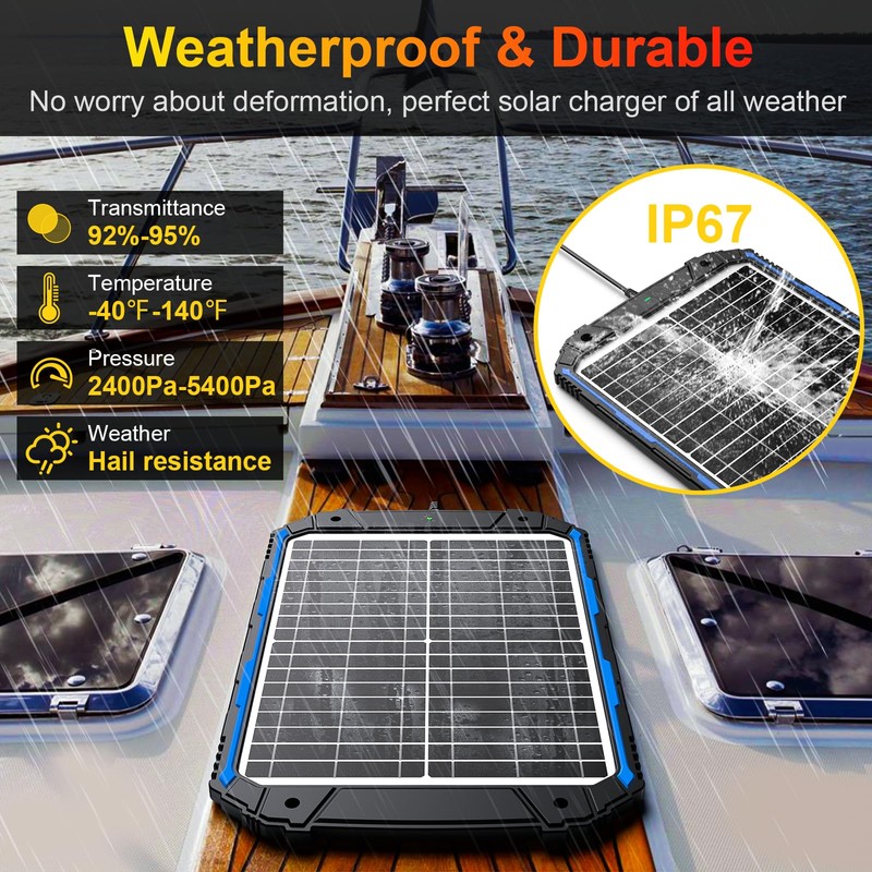 SUNER POWER 25W 12V Solar Battery Charger & Maintainer PRO,