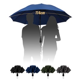 Chakipee Large Storm Proof Umbrella for Rain Compact Travel Blue - Automatic Open and Close for Men and Women Windproof - with 10 Ribs Umbrella XXL 210T Fabric Robust and High Quality