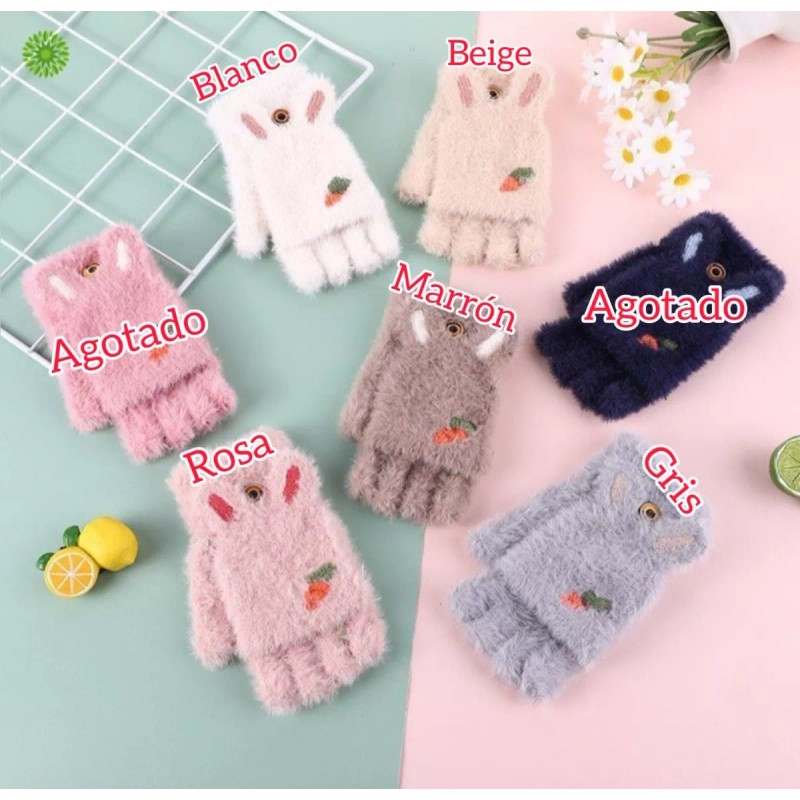 KH Guantes Calientitos De Peluche Zanahorias Unisex Invierno
