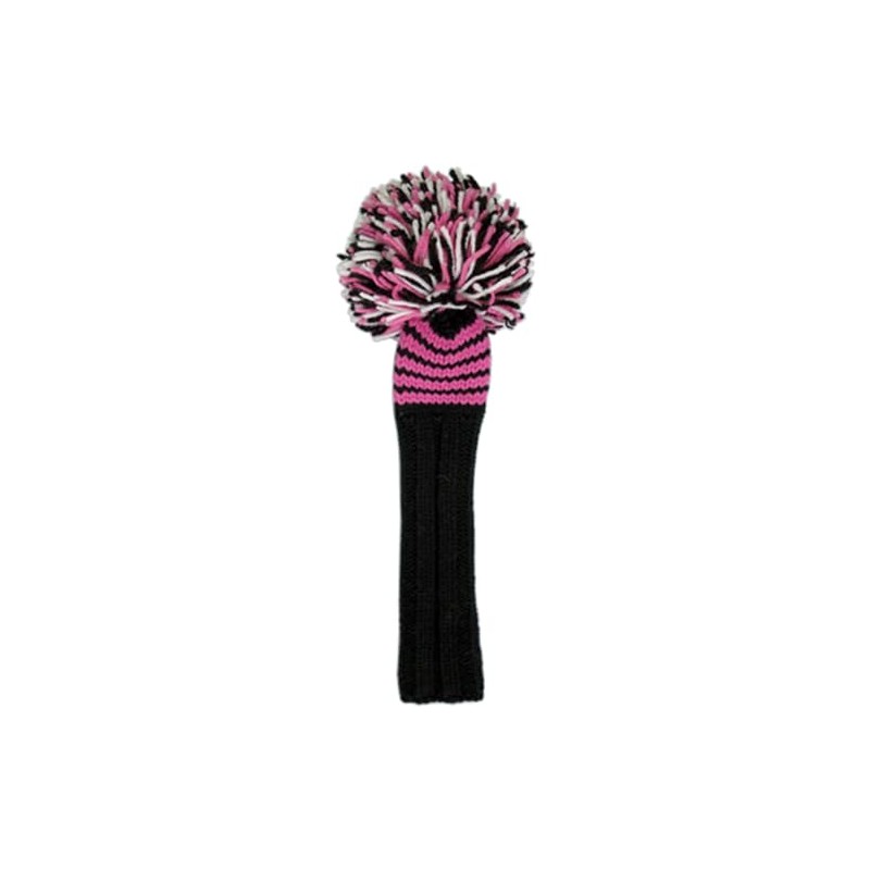Jan Craig(ジャンクレイグ) ヘッドカバー ハンドメイド ヘッドカバー #5フェアウェイ用 Pink/Black/White 2017JCPBW5 サイズ:全長14インチ(POMは除く)、POM幅5インチ(横幅)