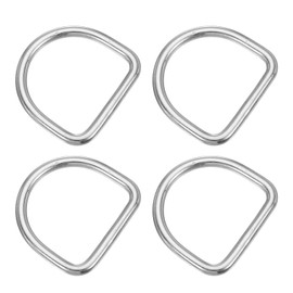 PATIKIL 2" Metal D-Rings, 4 Pcs 304 Stainless Steel D Ring Welded Solid Dee Rings DIY Accessories for Belts Sewing Dog Collars Webbing Straps, 4x40mm