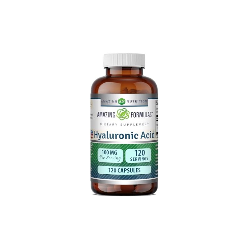 AMAZING FORMULAS Ácido Hialurónico 100 mg 120 Cápsulas – Suplemento