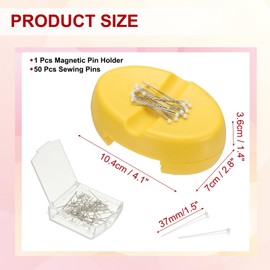 PATIKIL Magnetic Pin Holder, Magnetic Pin Cushion Paper Clip Holder with 1.5" Quilting Needles for Sewing Quilting Hair Clips, Yellow