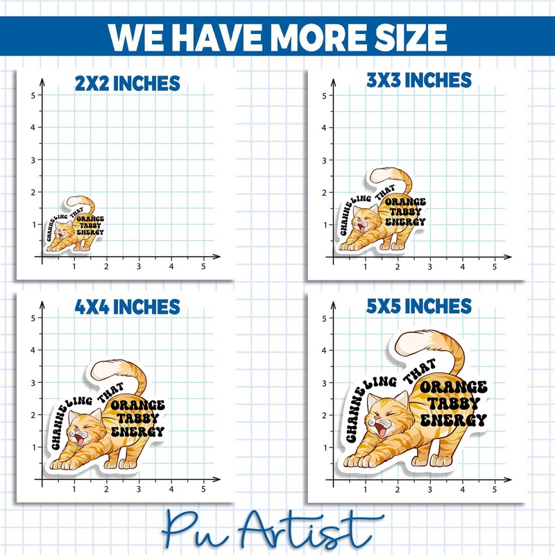 Orange Tabby Energy Sticker Cat Decal Pet Lovers, Cat Lover