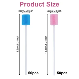 Disposable Oral Care Sponge, Pack of 100 Portable Mouth Sponge, Disposable, Oral Care Sticks for Cleaning Dental Clinics (Blue & Pink)