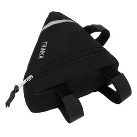 Aiqeer 1 Pcs Black Bike Triangle Bag, Bicycle Front Frame Triangle Bag, Nylon Waterproof Triangle Bag, Double-Sided Reflective Decoration Bike Tool Bag