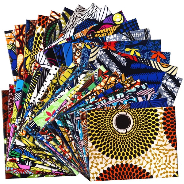Mixweer 40 Pcs African Cotton Fabric Square No Repeat Quilting